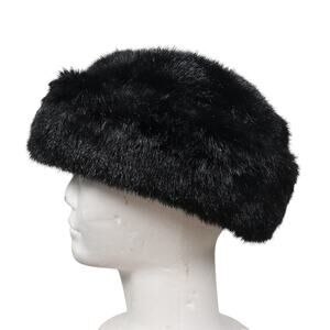 Vintage 90s Laura Ashley black faux fur bucket hat